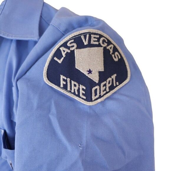 Vintage Las Vegas Fire Department Uniform Shirt Mens Size Medium 70s Made In USA - Picture 2 of 5